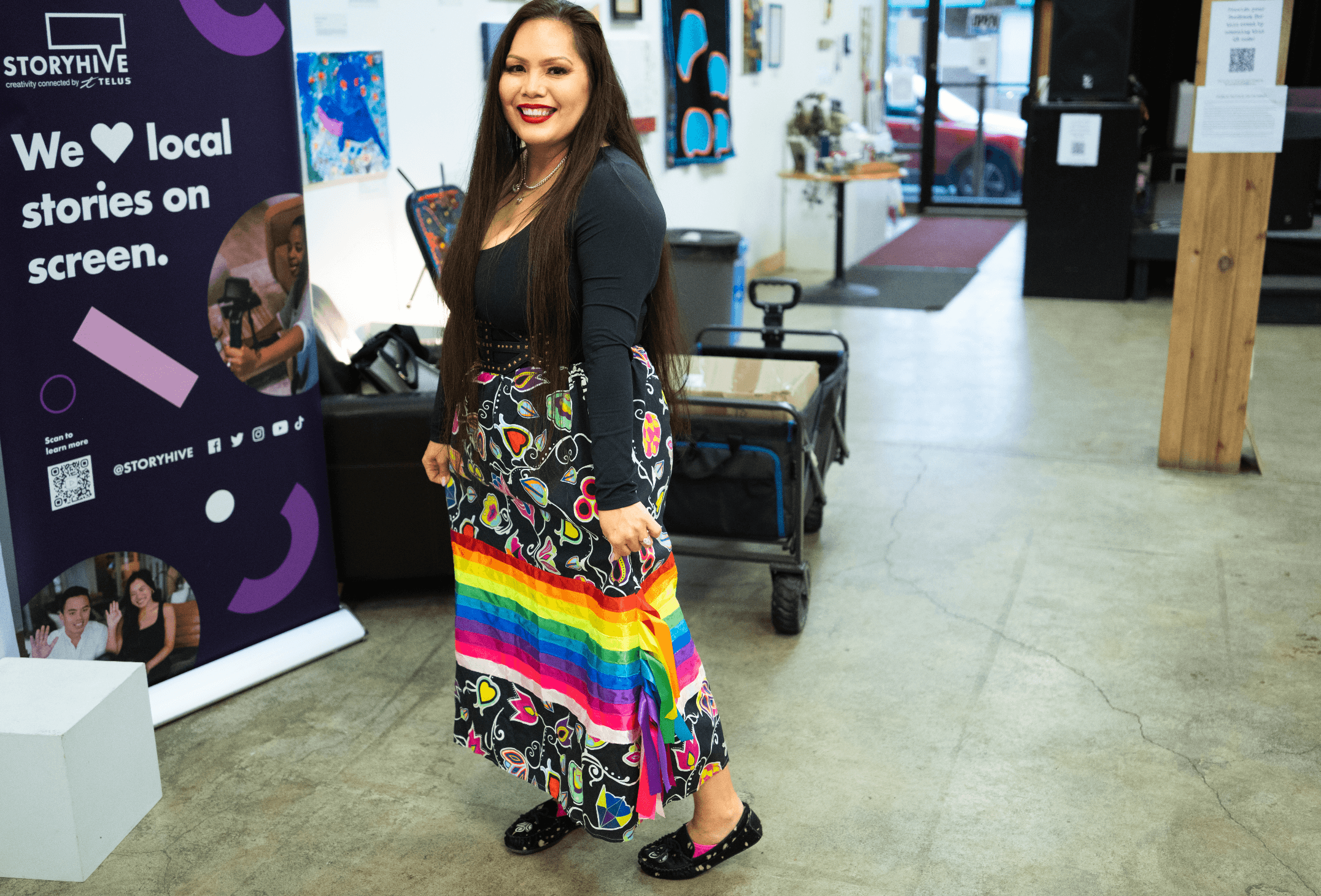 Photo: Juanita Nikal (a guest on Episode 1) at the community screening of "Scary Stories From the Rez" in Prince George.