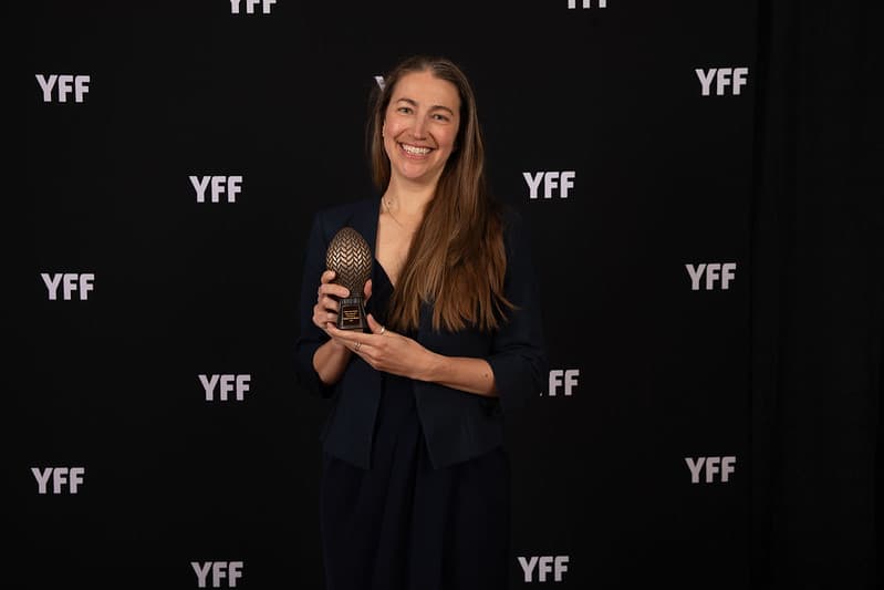 Kim at the Yorkton Film Festival, post-win. Photo courtesy of Kim Logan.